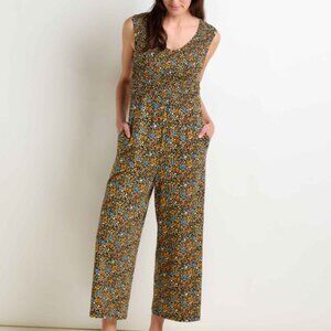 Toad&Company - NWT Women’s Jumpsuit Gemina Sleeveless XL Black  Ditsy Print